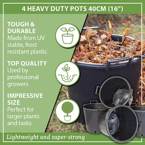 4 Heavy Duty Pots 40cm (16in) 7 4 Heavy Duty Pots 40cm (16in) - Image 5