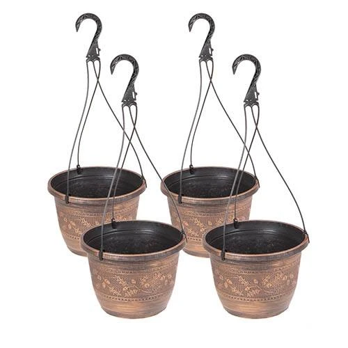 Set Of 4 'Acorn' Hanging Baskets 25cm (10in) Copper-Tone 3 Set Of 4 'Acorn' Hanging Baskets 25cm (10in) Copper-Tone