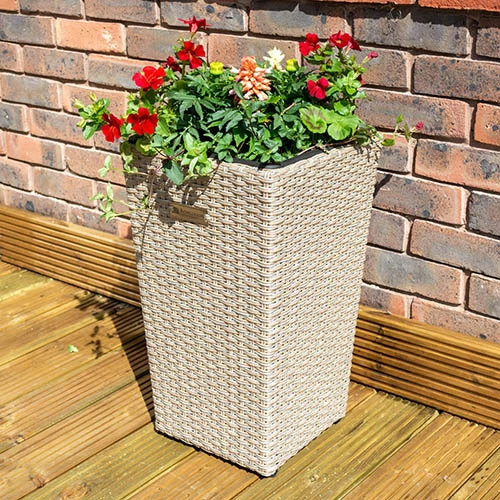 Square Rattan Planter In Natural Weave-Pack Of 2 3 Square Rattan Planter In Natural Weave-Pack Of 2