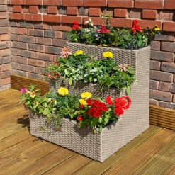 Tiered Rattan Planter In Natural -Garden Plants Sales 161443 2