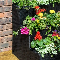 Tiered Rattan Planter In Black 6 Tiered Rattan Planter In Black -Garden Plants Sales 161444 1